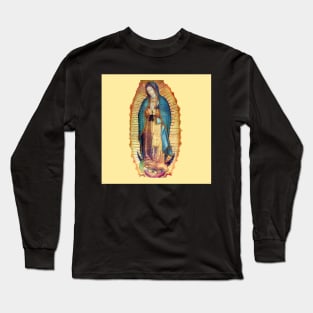 Our Lady of Guadalupe Virgin Mary Tilma Replica Long Sleeve T-Shirt